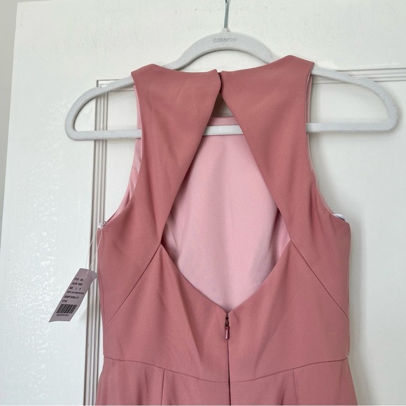 Dessy Collection DIAMOND CUTOUT BACK TRUMPET GOWN WITH FRONT SLIT IN DESERT ROSE - Picture 6 of 12